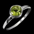 Pierścionek 925 srebrny elegancki delikatny naturalny oliwin r 16.5