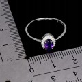 925 Pierścionek elegancki delikatny cyrkonie ametyst naturalny r 17