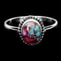 Srebrny 925 delikatny elegancki pierścionek turkus Kingman r 19