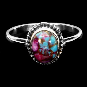 Srebrny 925 delikatny elegancki pierścionek turkus Kingman r 19