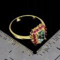 Delikatny elegancki pierścionek srebro natural sky blue topaz rubiny r 13.5