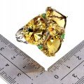 925 Pierścionek srebrny zjawiskowy naturalne 36.4 ct cytryny szmaragdy r 17