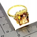 Zjawiskowy elegancki pierścionek srebrny naturalny cytryn rubiny r 14 925