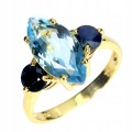 925 Delikatny elegancki pierścionek naturalny Sky Blue Topaz szafiry r 16