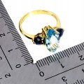 925 Delikatny elegancki pierścionek naturalny Sky Blue Topaz szafiry r 16