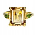 Zjawiskowy elegancki pierścionek srebrny naturalny cytryn diopsydy r 14 925