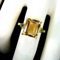 Zjawiskowy elegancki pierścionek srebrny naturalny cytryn diopsydy r 14 925