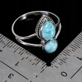 Pierścionek 925 zjawiskowy elegancki srebrny naturalne larimary r 19