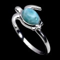 Pierścionek 925 delikatny elegancki srebrny naturalny larimar r 14 żółw