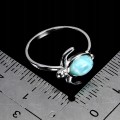 Pierścionek 925 delikatny elegancki srebrny naturalny larimar r 14 żółw