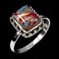 Srebrny 925 delikatny elegancki pierścionek turkus Kingman r 14