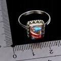 Srebrny 925 delikatny elegancki pierścionek turkus Kingman r 14