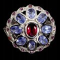 Pierścionek srebrny elegancki naturalne rodolity granaty tanzanity r 17 925