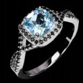 Srebrny elegancki pierścionek naturalny sky topaz czarne spinele r 17 925