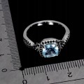 Srebrny elegancki pierścionek naturalny sky topaz czarne spinele r 17 925