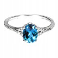 Srebrny elegancki delikatny pierścionek topaz london blue cyrkonie r 12.5