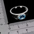 Srebrny elegancki pierścionek naturalny sky topaz czarne spinele r 14 925