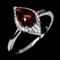Pierścionek srebrny delikatny naturalny czarny opal cyrkonie r 14 925