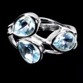 Pierścionek zjawiskowy elegancki srebrny naturalne sky blue topazy r 16.5