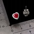Eleganckie delikatne srebrne kolczyki naturalne rubiny cyrkonie serce 3