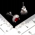 3 Eleganckie delikatne srebrne kolczyki naturalne rubiny cyrkonie