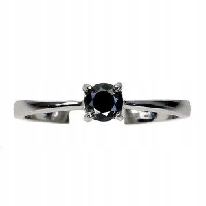 Pierścionek czarny diament 0.33ct srebrny r 14.5