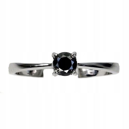 Pierścionek czarny diament 0.33ct srebrny r 14.5