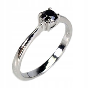 Pierścionek czarny diament 0.33ct srebrny r 16.5