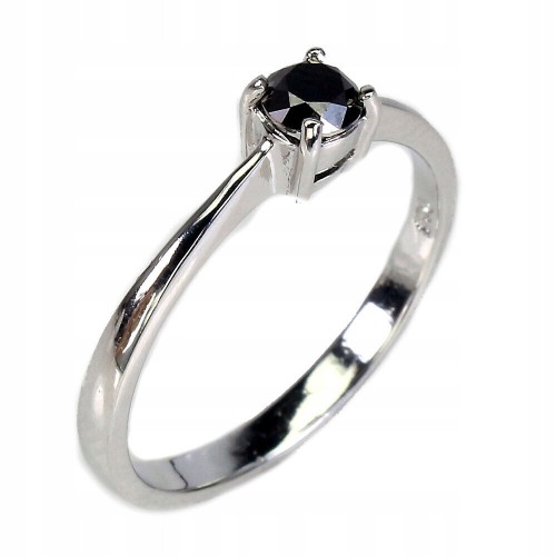 Pierścionek czarny diament 0.33ct srebrny r 16.5
