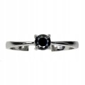 Pierścionek czarny diament 0.33ct srebrny r 16.5