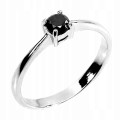 Pierścionek 925 czarny diament 0.33ct srebrny r 14