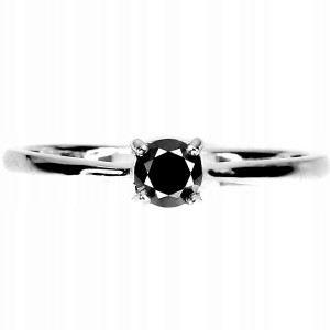 Pierścionek r 17 czarny diament 0.33ct srebrny 925