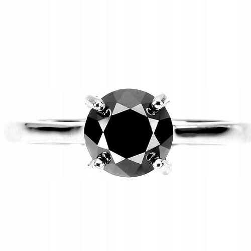 Pierścionek 925 czarny diament 1.31ct srebrny r 14