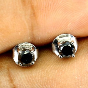 Kolczyki naturalne czarne diamenty 0.66ct srebro 4
