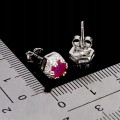 3 Delikatne eleganckie srebrne 925 kolczyki naturalne rubiny cyrkonie