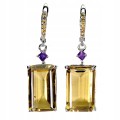 3 Zjawiskowe srebrne wiszące eleganckie kolczyki naturalne cytryny 39 ct