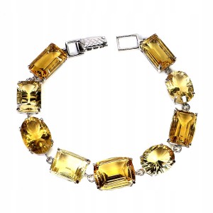 Elegancka zjawiskowa bransoletka naturalne okazałe cytryny 102 ct srebrna