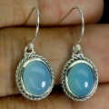 3 925 Eleganckie srebrne wiszące kolczyki naturalne chalcedony