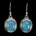 3 925 Eleganckie srebrne wiszące kolczyki naturalne chalcedony