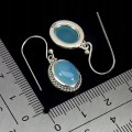 3 925 Eleganckie srebrne wiszące kolczyki naturalne chalcedony