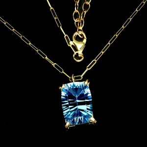 Piękny srebrny 925 zjawiskowy elegancki naszyjnik naturalny Sky Blue topaz
