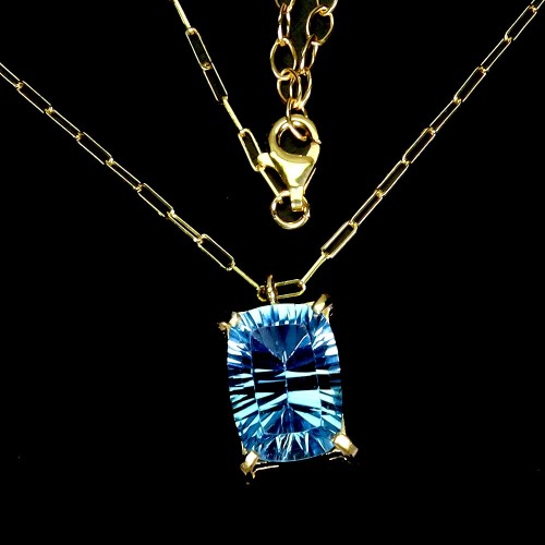 Piękny srebrny 925 zjawiskowy elegancki naszyjnik naturalny Sky Blue topaz