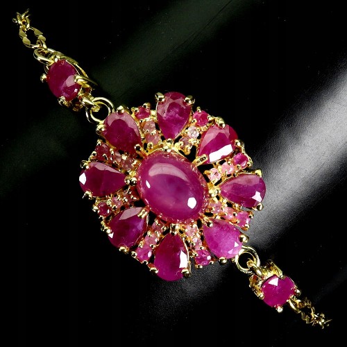 Zjawiskowa srebrna elegancka bransoletka 925 naturalne rubiny