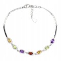 Delikatna elegancka srebrna bransoletka naturalne oliwiny cytryny ametysty