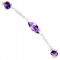 Delikatna elegancka bransoletka srebrna naturalne ametysty 925