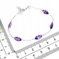 Delikatna elegancka bransoletka srebrna naturalne ametysty 925