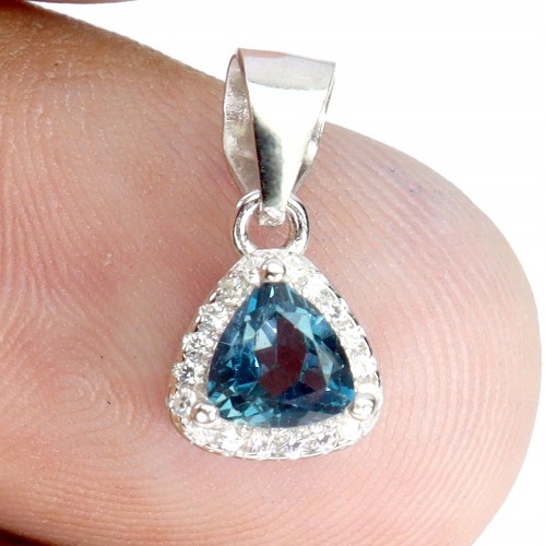 925 Delikatny elegancki wisiorek srebrny naturalny topaz london cyrkonie