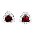 3 Delikatne srebrne eleganckie kolczyki cyrkonie granaty naturalne 925