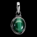 Srebrny delikatny wisiorek elegancki naturalny malachit 925