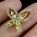 Wisiorek delikatny srebrny naturalne oliwiny akwamaryny motyl 925